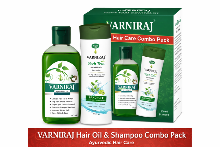 VARNIRAJ Hair Care Combo Pack – Ayurvedic Hair Oil 100ml + Anti Dandruff Shampoo Conditioner 200ml