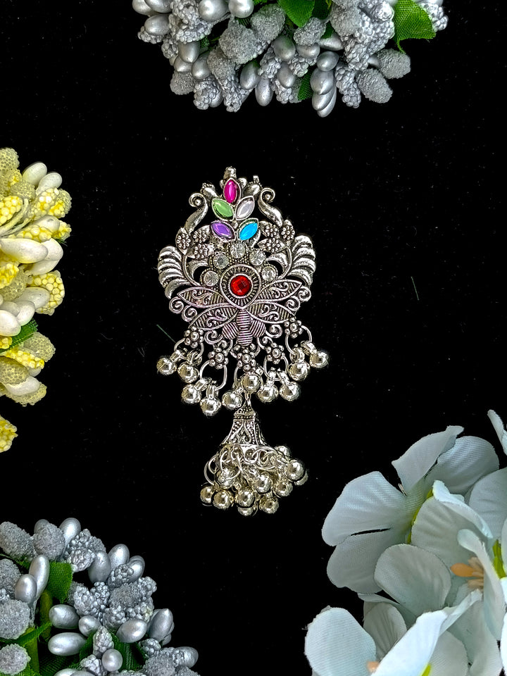 Oxidised silver saree pin 3 jumaki (spjumaki-15)