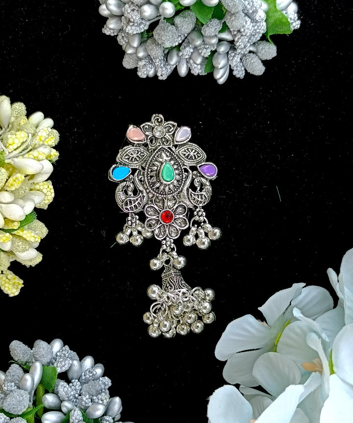 Oxidised silver saree pin 3 jumaki (spjumaki-14)