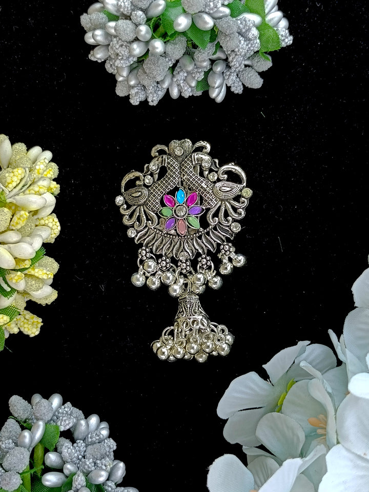 Oxidised silver saree pin 3 jumaki (spjumaki-12)