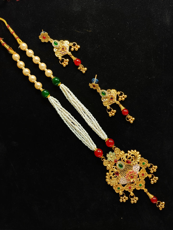 Traditional Temple Style Haram Set with Jhumka Earrings