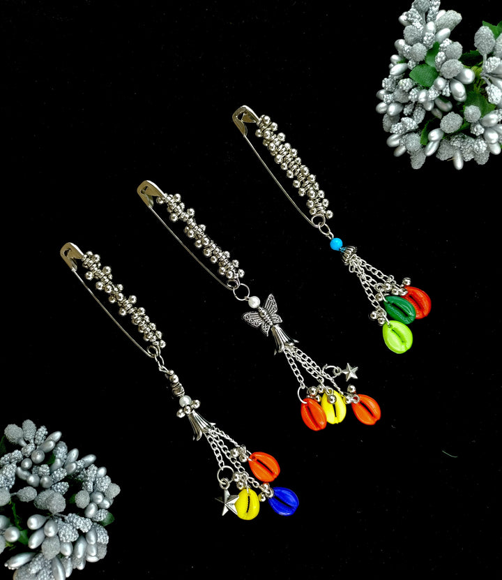 Multicolor Charm Sari Safety Pins – Butterfly & Star Edition
