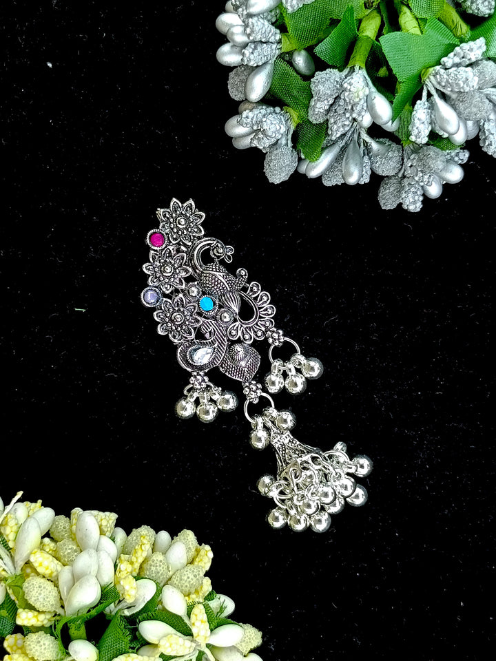 Oxidised silver saree pin 3 jumki (spjumki-01)
