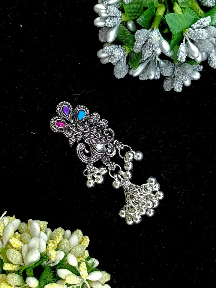 oxidised silver saree pin 3 jumki (spjumaki-04)