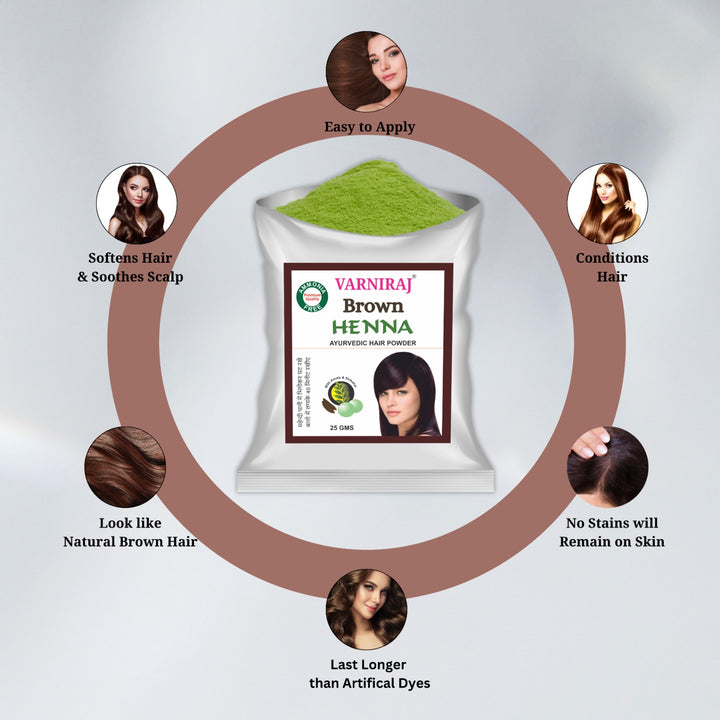 Varniraj 10 pis 🥳 combo set Brown Heena Hair Colour (25 GM)