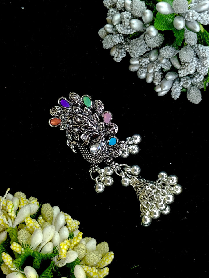 oxidised silver saree pin 3 jumki (spjumaki-02)